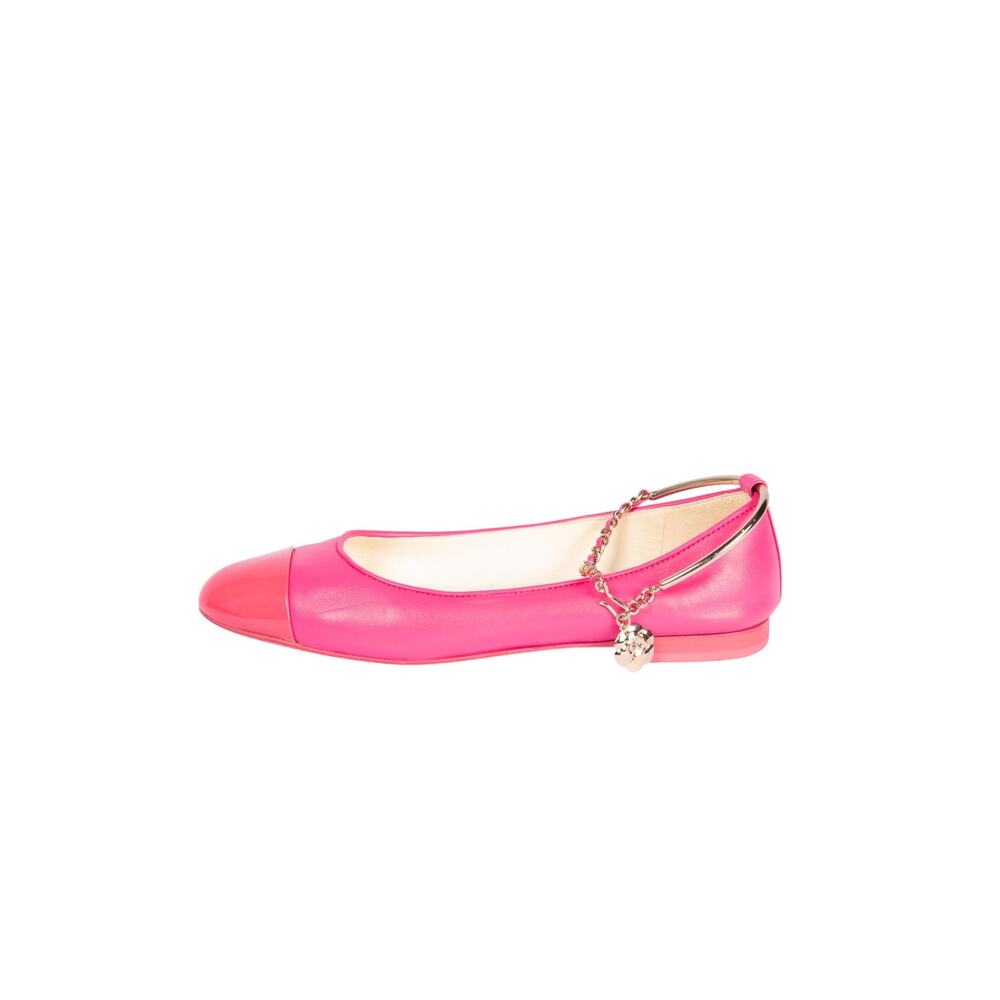 CHANEL Hot Pink Leather Ankle Strap Ballet Flats Size 36